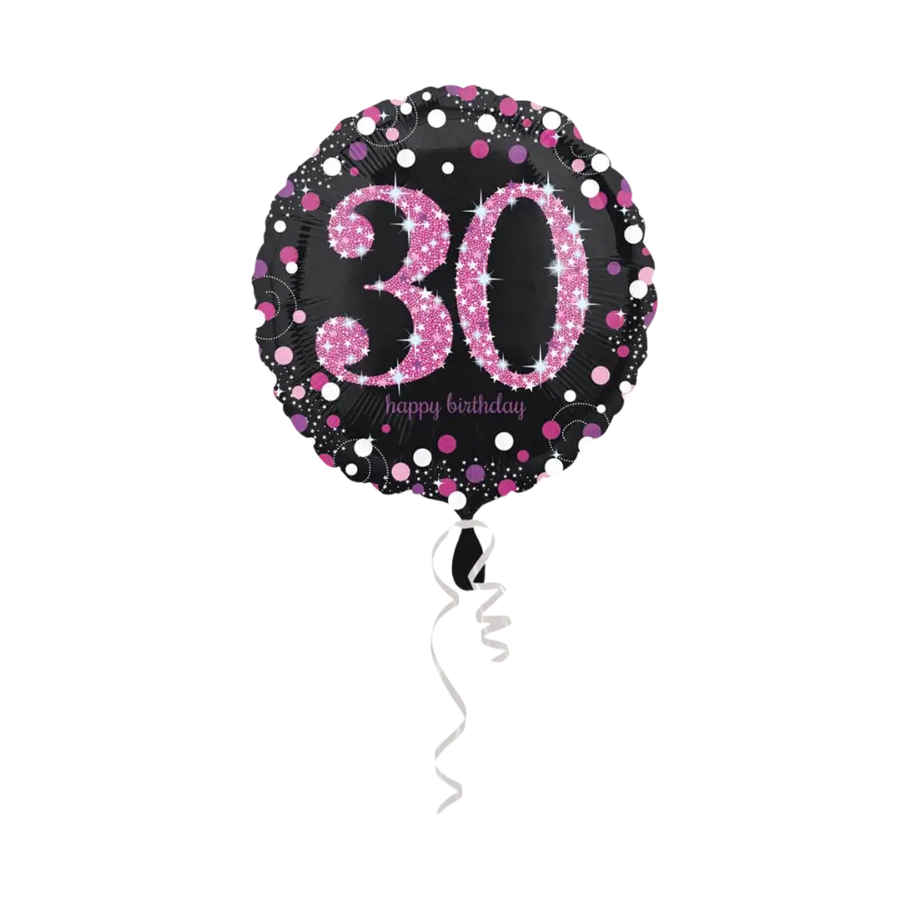 Geburtstagsballon Runde 30 Jahre rosa