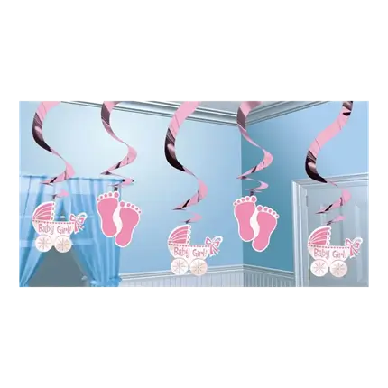 Spiraldekoration Baby Girl 61cm (5 Stück)