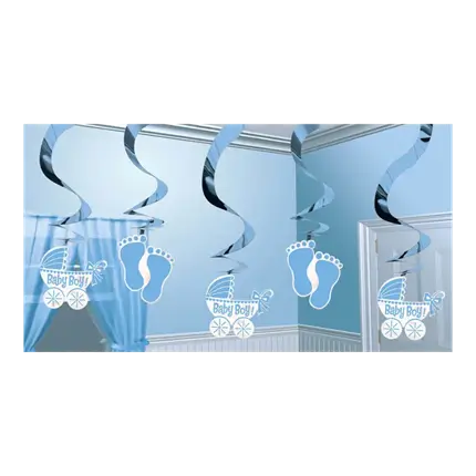 Spiraldekoration Baby Boy 61cm (5 Stück)