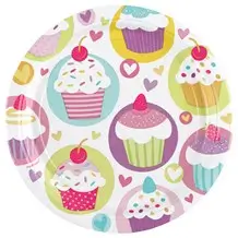 Pappteller mit Cupcake-Muster ø23cm (8er-Satz)