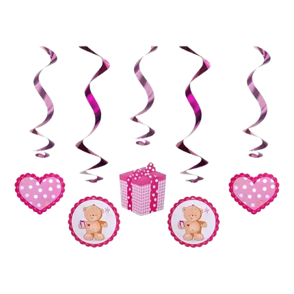 Dekorationsspirale rosa It's a Girl 60cm (5 Stück)