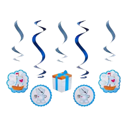 Dekoration Spirale blau It's a Boy 60cm (5 Stück)