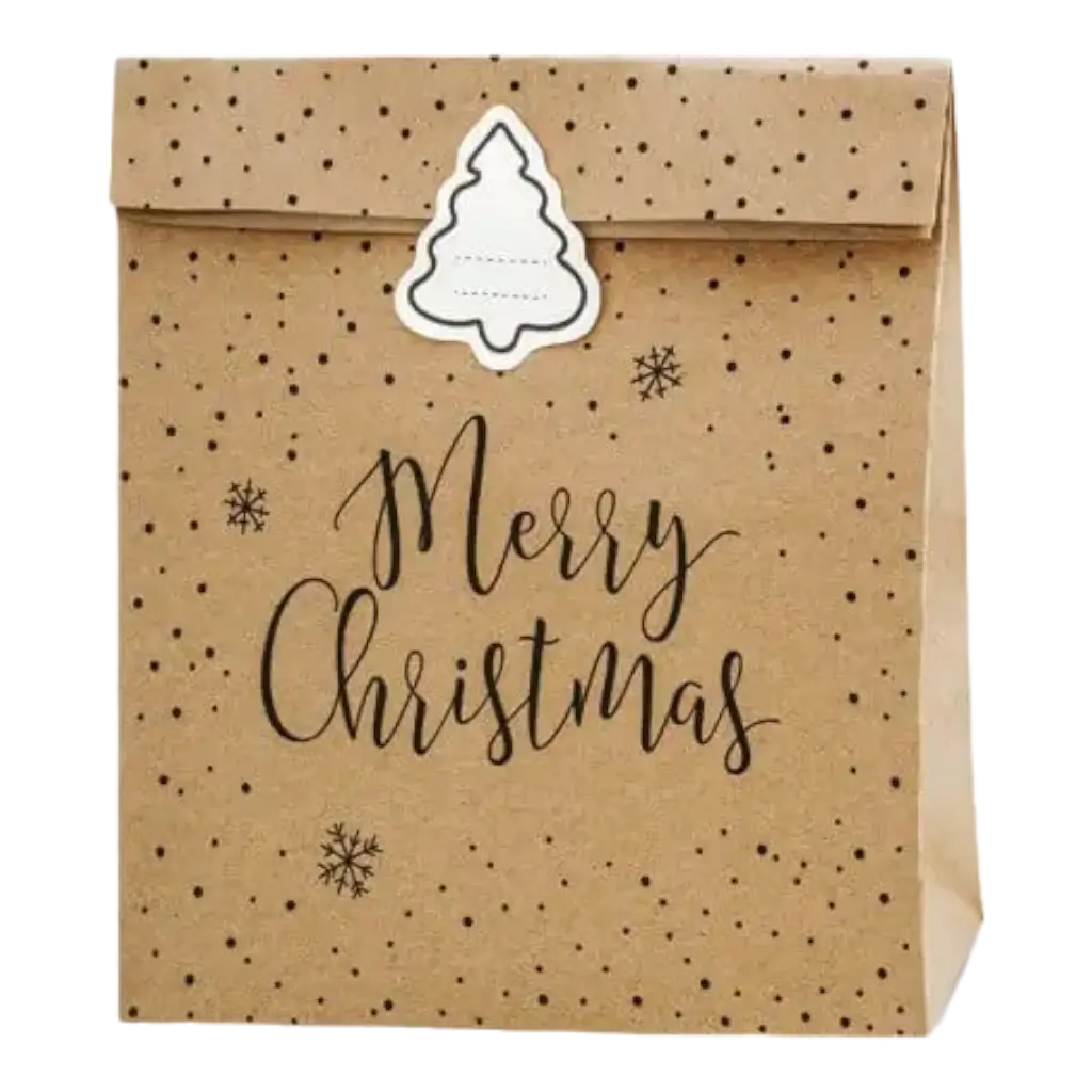 Kraftpapier Geschenktüte Merry Christmas (3 Stück)