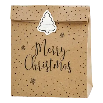 Kraftpapier Geschenktüte Merry Christmas (3 Stück)