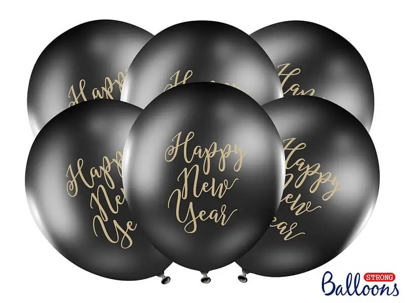 Satz mit 6 schwarzen Neujahrsballons
