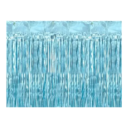 Glittervorhang mit Fransen Hellblau 90x250cm