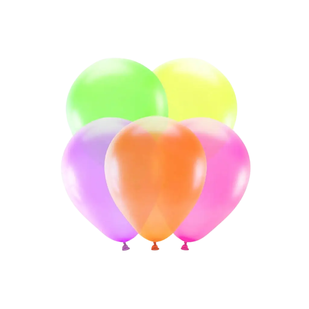 Packung mit 5 neonfarbenen Luftballons