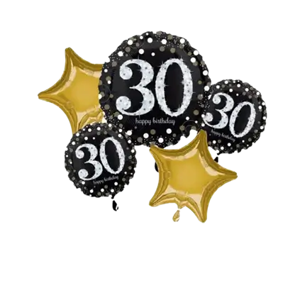 Strauß mit 5 Geburtstagsballons 30 Jahre alt