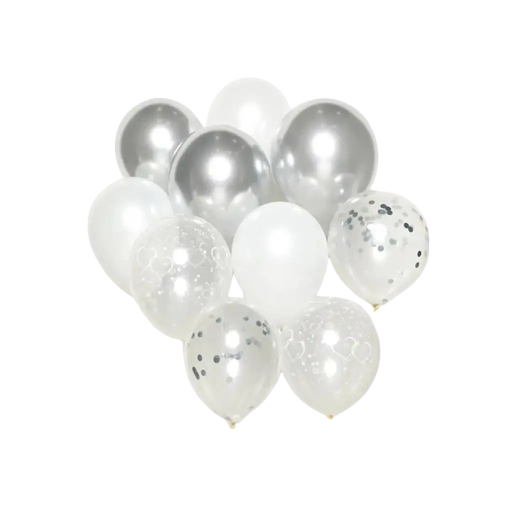 Bouquet von 10 Silber Thema Ballons