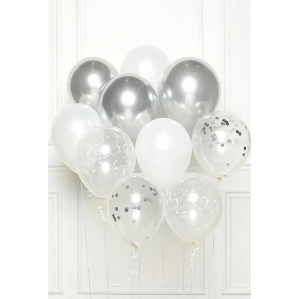 Bouquet von 10 Silber Thema Ballons