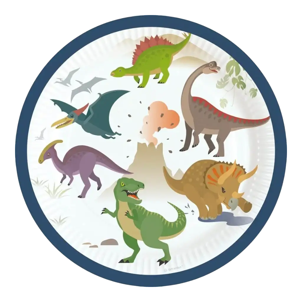 8 Pappteller Dinosaurier