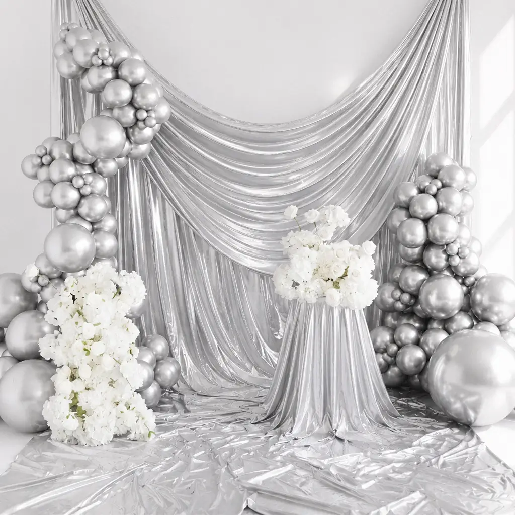 50 Brillante Metallballons Silber