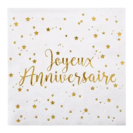 Happy Birthday Serviette Gold (Set mit 20 Stück)