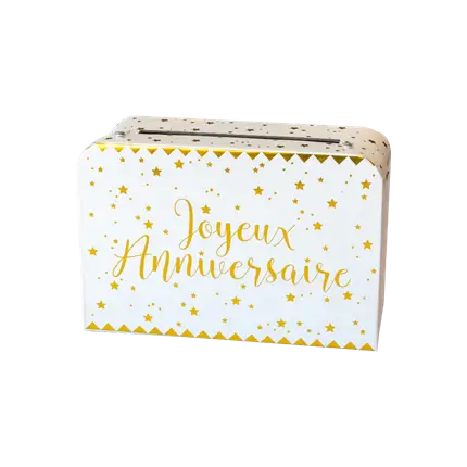 Happy Birthday Papier Urne Gold/Weiß