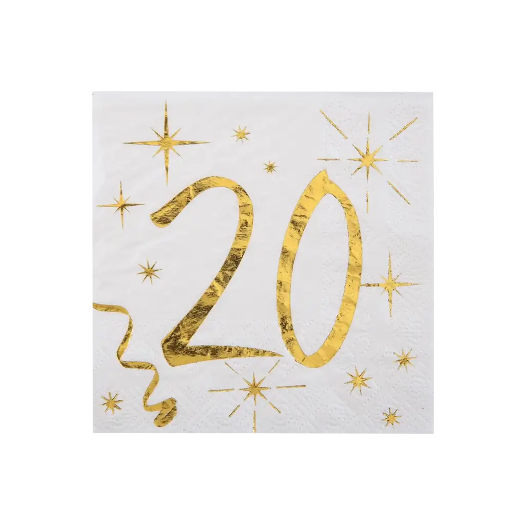 Weiß/Gold Papierhandtuch 20 Jahre (20er Set)