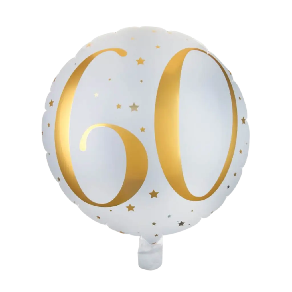 Ballon Weiß/Gold 60 Jahre ø45cm