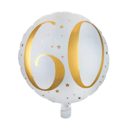 Ballon Weiß/Gold 60 Jahre ø45cm