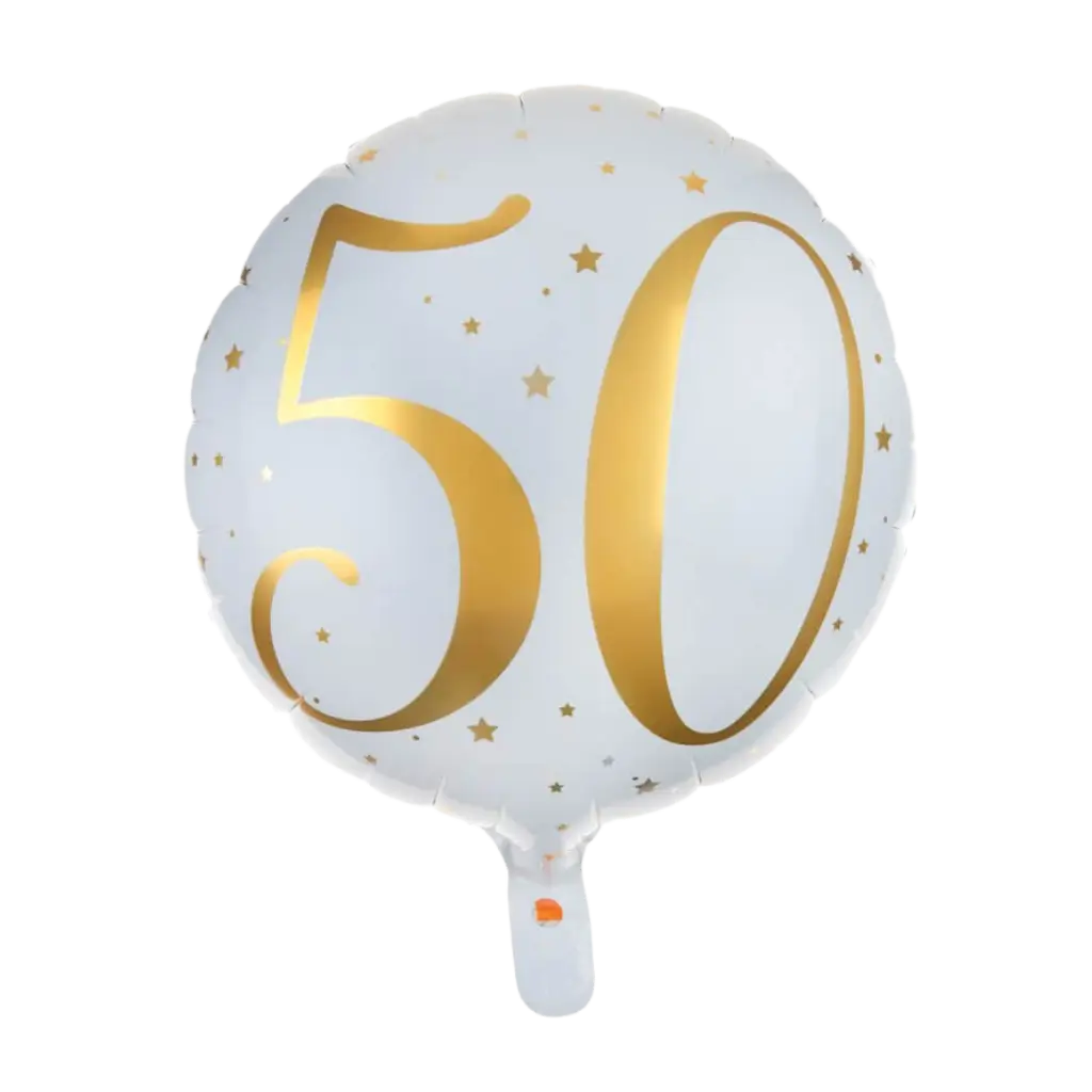 Ballon Weiß/Gold 50 Jahre ø45cm