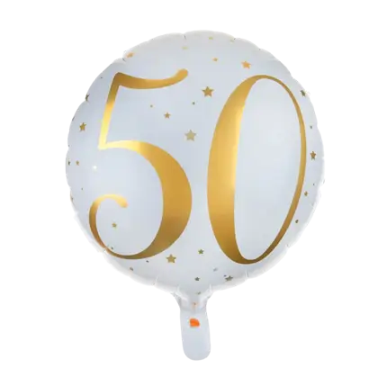 Ballon Weiß/Gold 50 Jahre ø45cm