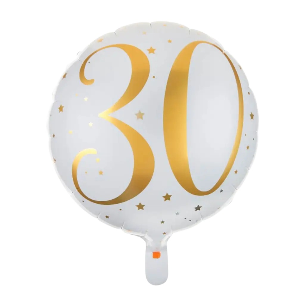 Ballon Weiß/Gold 30 Jahre ø45cm