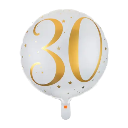 Ballon Weiß/Gold 30 Jahre ø45cm
