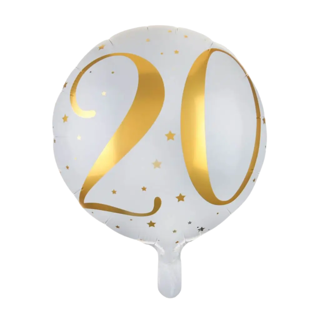 Ballon Weiß/Gold 20 Jahre ø45cm