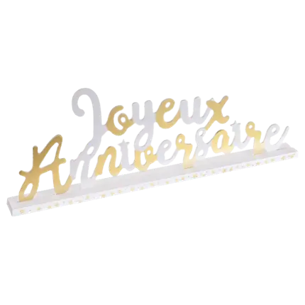 Happy Birthday Tafelaufsatz Gold/Weiß