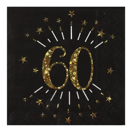Papierserviette 60 Jahre Schwarz/Gold (10er Set)