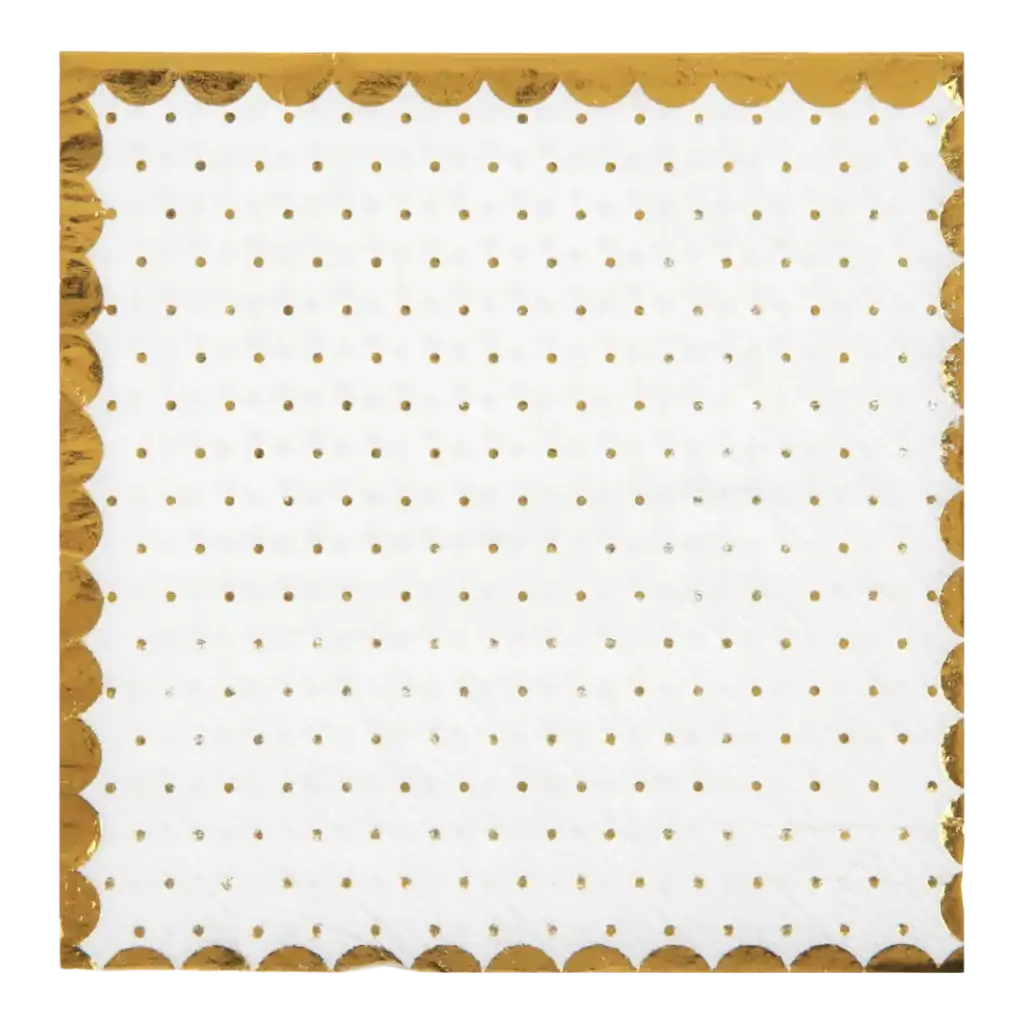 Weiß gepunktete und vergoldete Serviette (20er Set)