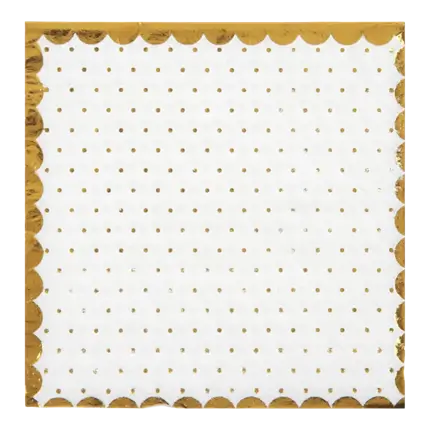 Weiß gepunktete und vergoldete Serviette (20er Set)