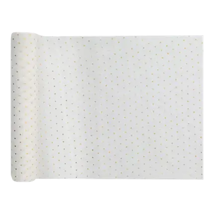 Weißer Tischläufer mit Gold Dots 3 Meter