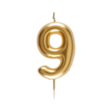 Kerze Nummer 9 Golden