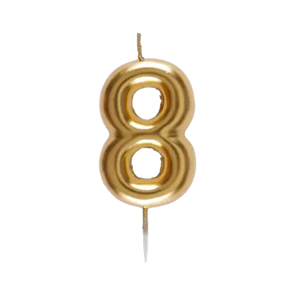 Kerze Nummer 8 Golden