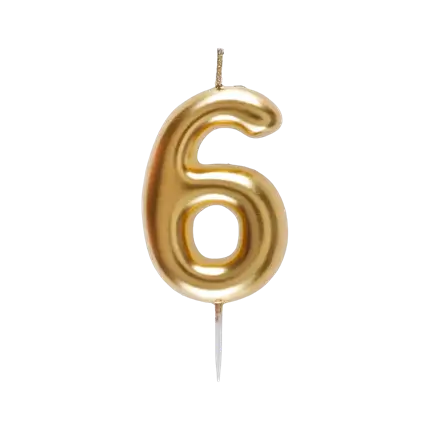 Kerze Nummer 6 Golden