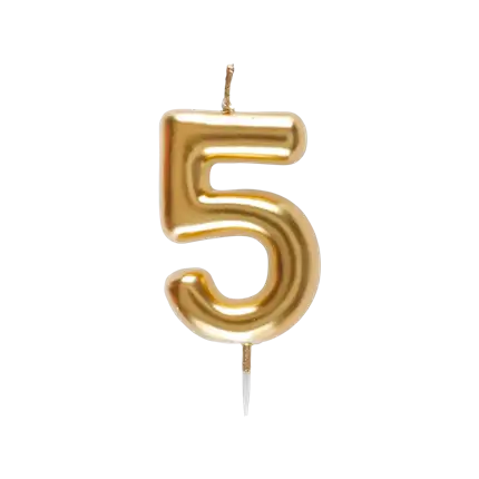Kerze Nummer 5 Golden