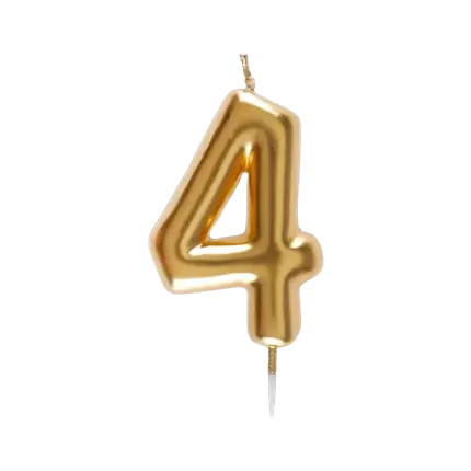 Kerze Nummer 4 Golden