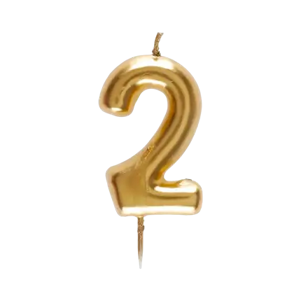 Kerze Nummer 2 Golden
