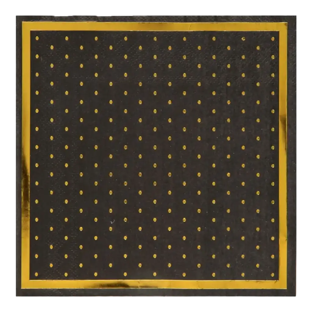 Serviette schwarz gepunktet und vergoldet (20er Set)