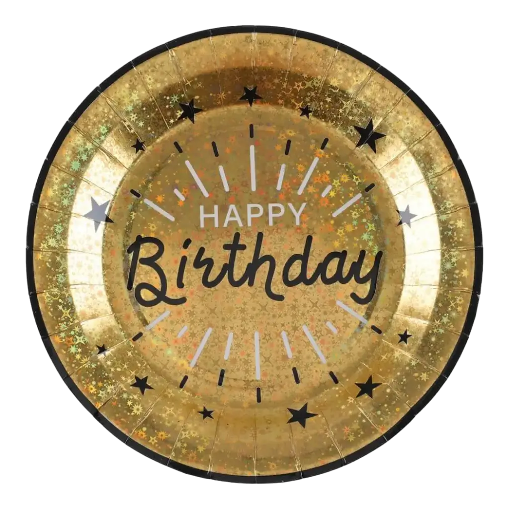 Happy Birthday Teller Gold Metallic (10er Set)