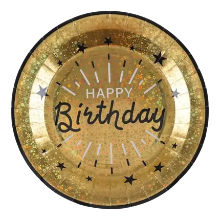 Happy Birthday Teller Gold Metallic (10er Set)