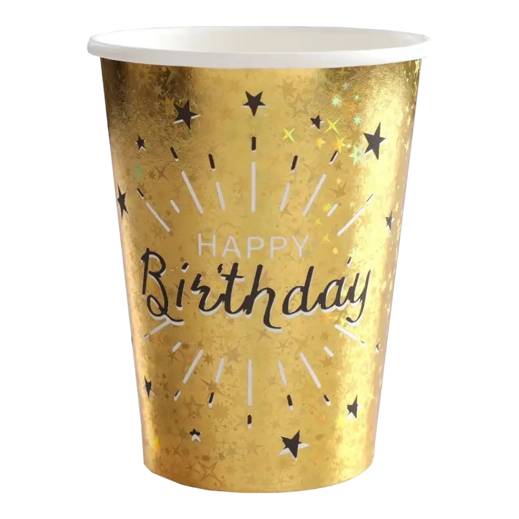 Happy Birthday Becher Gold Metallic (10er Set)