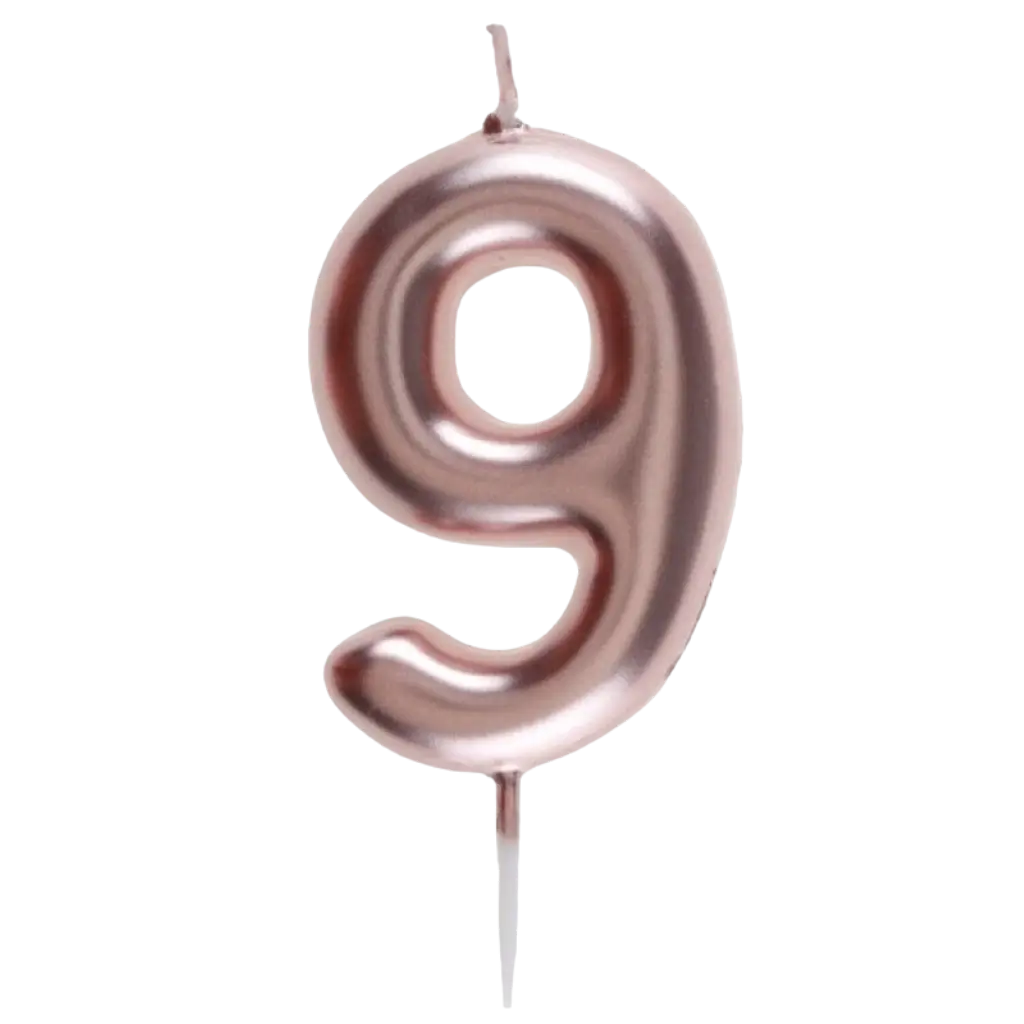 Jahrestag Kerze Ziffer 9 Rosa Gold