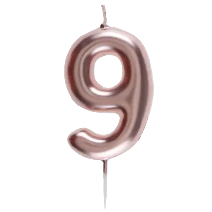 Jahrestag Kerze Ziffer 9 Rosa Gold