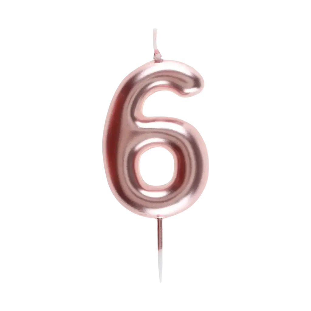 Jahrestag Kerze Ziffer 6 Rosa Gold