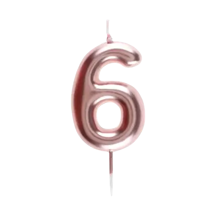 Jahrestag Kerze Ziffer 6 Rosa Gold
