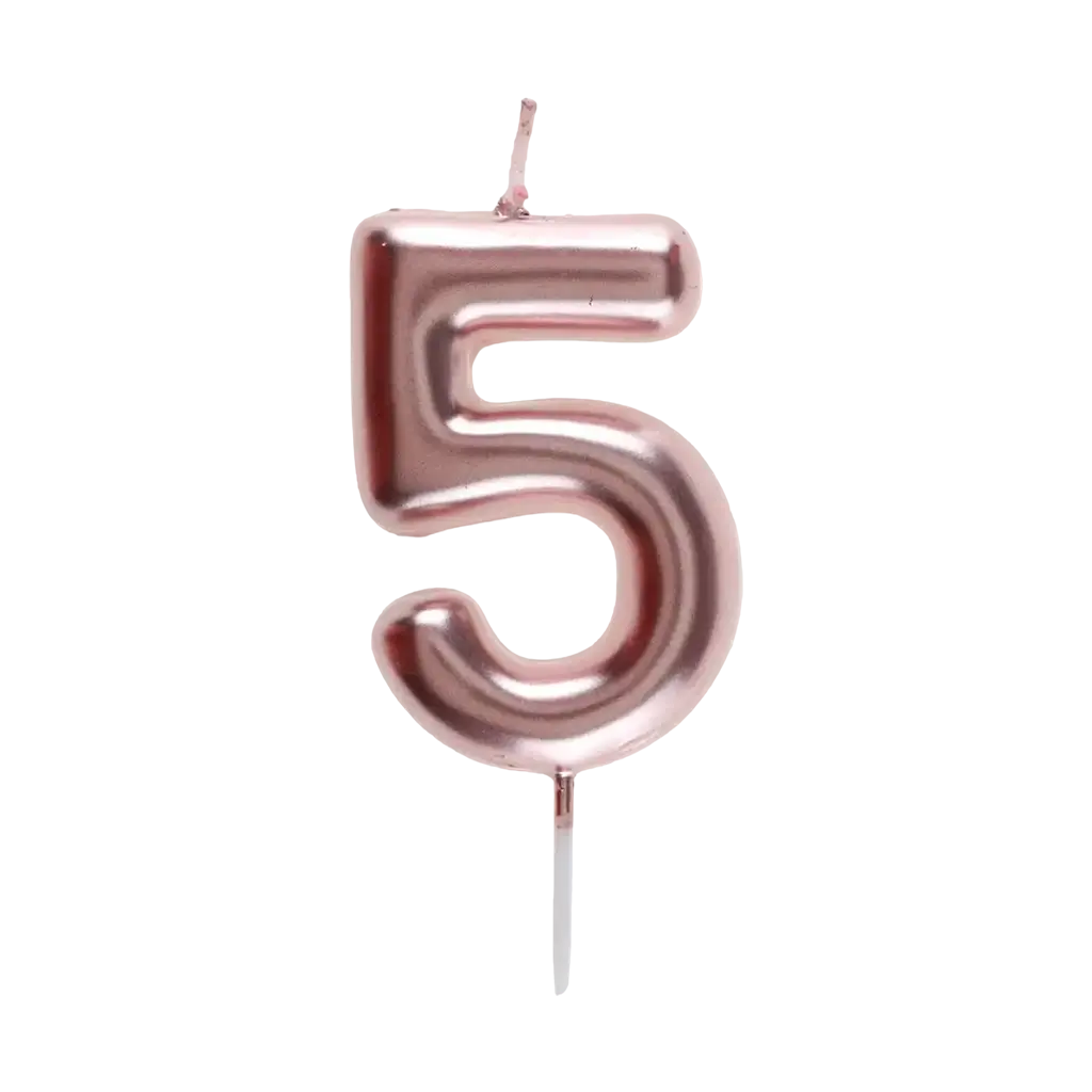 Jahrestag Kerze Ziffer 5 Rosa Gold