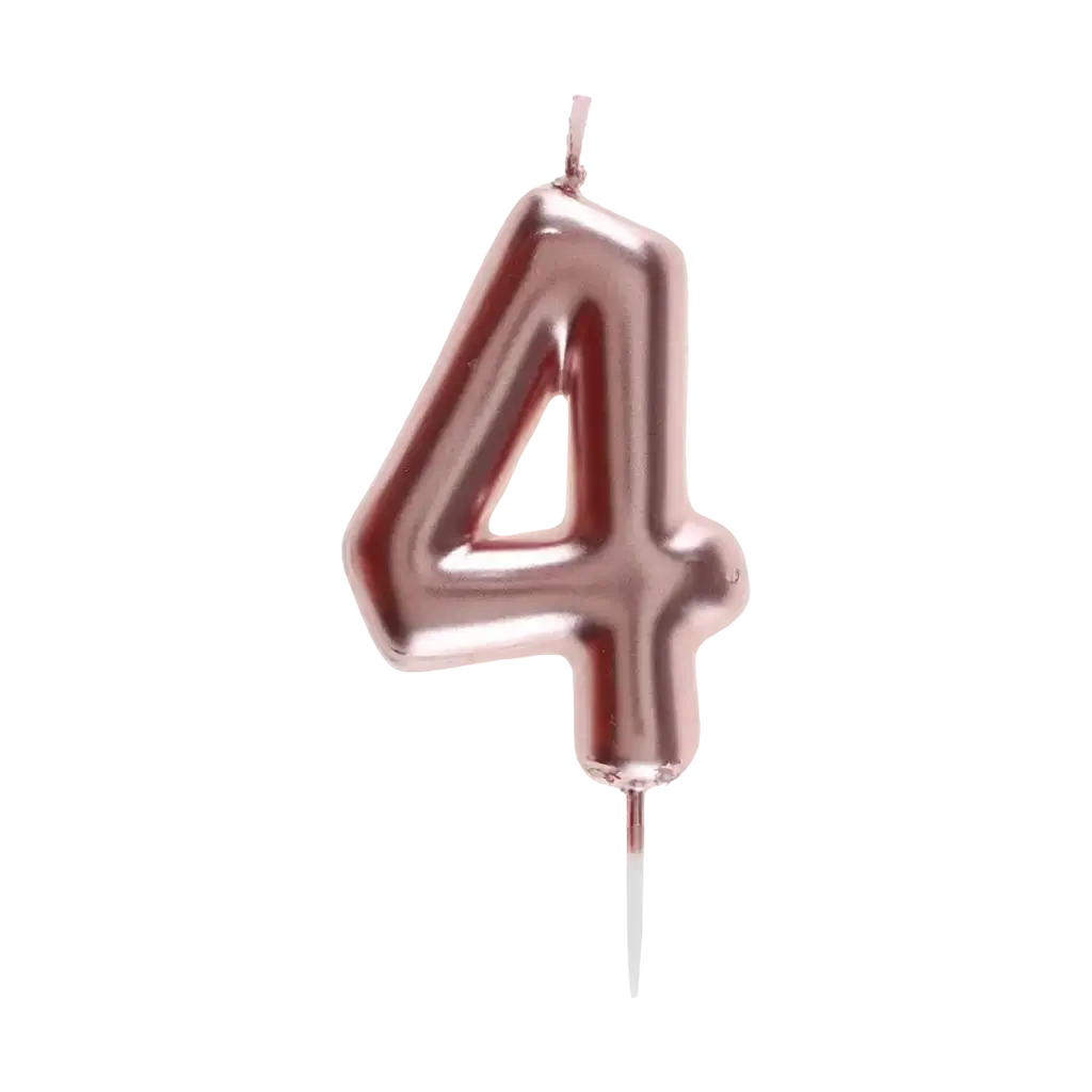 Jahrestag Kerze Ziffer 4 Rosa Gold