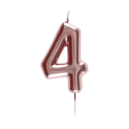 Jahrestag Kerze Ziffer 4 Rosa Gold