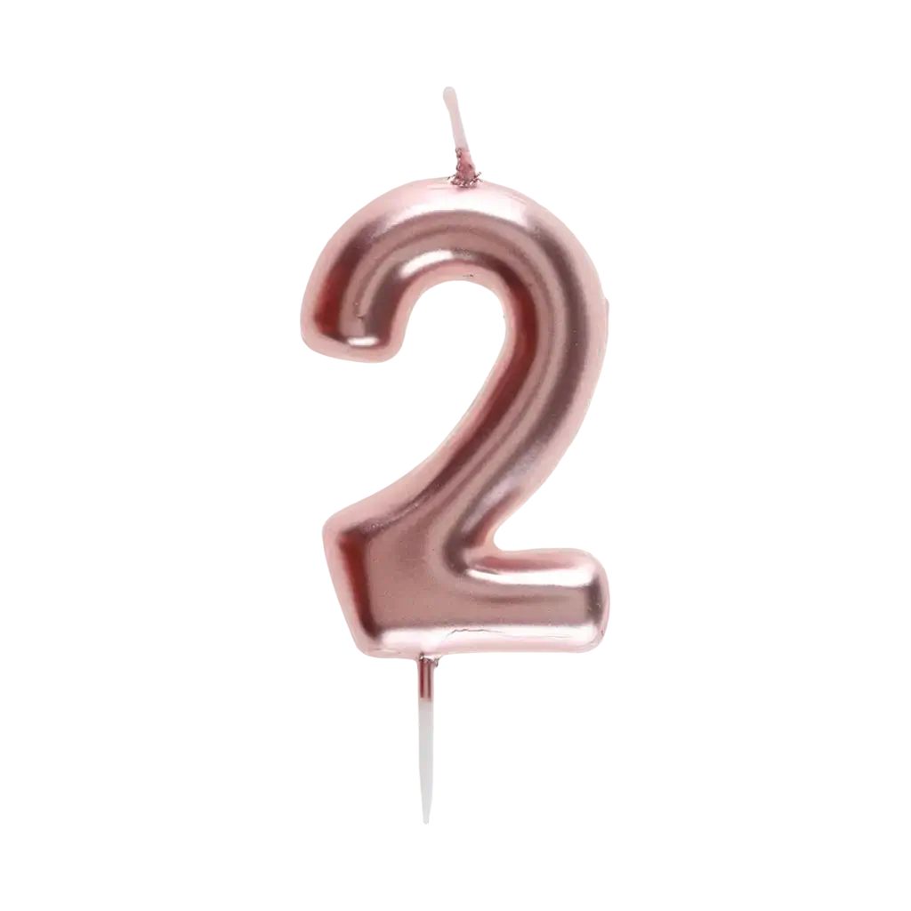 Jahrestag Kerze Ziffer 2 Rosa Gold