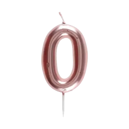 Jahrestag Kerze Figur 0 Rosa Gold